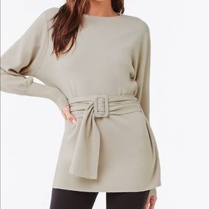 Belted Ribbed- Trim Sweater 💚💚💚NEW!